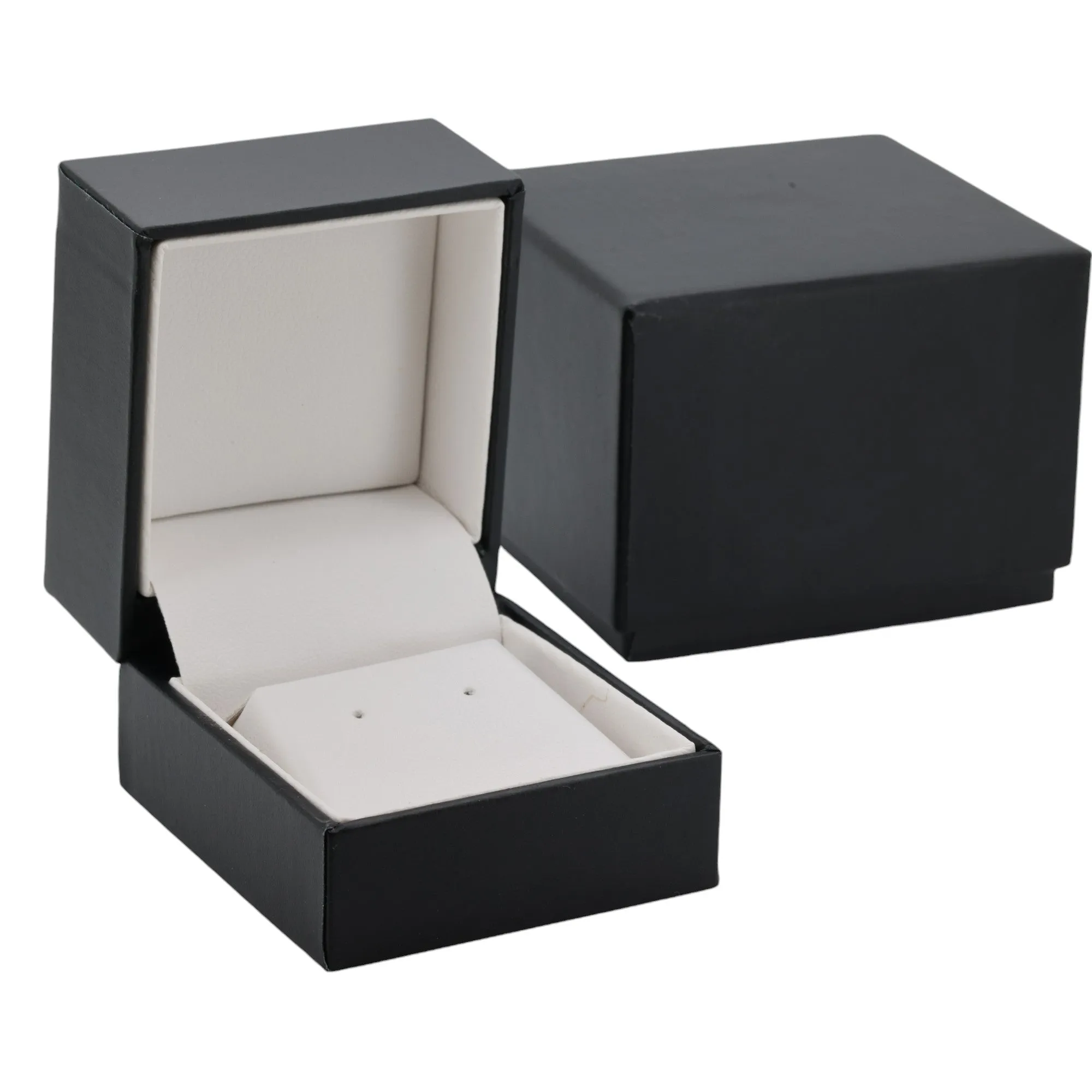 🆕📦 Matt Black Box for Stud Earrings with Outer Box. Inner Leatherette (Black Outer, White Inner)