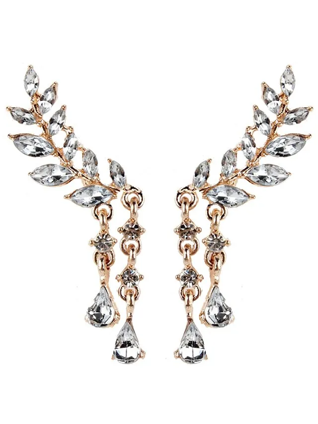 1 Pair Stud Earrings Dangle Earrings For Women's Cubic Zirconia Wedding Gift Daily Alloy Leaf