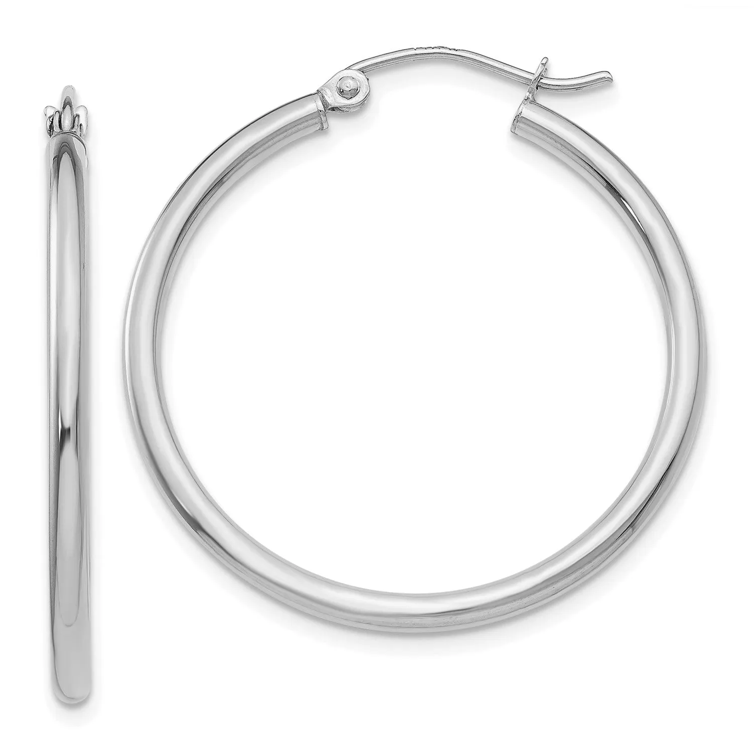 10KT White Gold 26X2MM Hoop Earrings