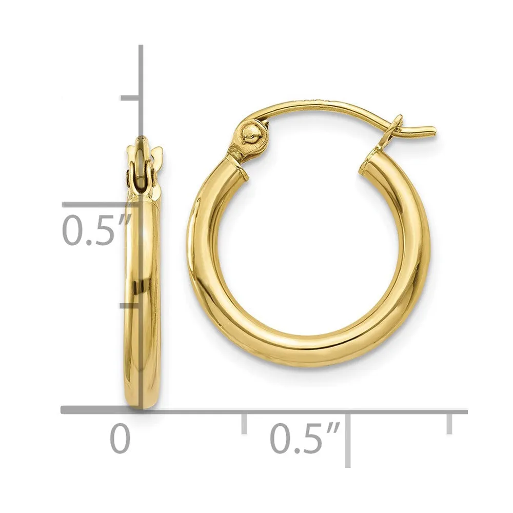 10KT Yellow Gold 11X2MM Hoop Earrings