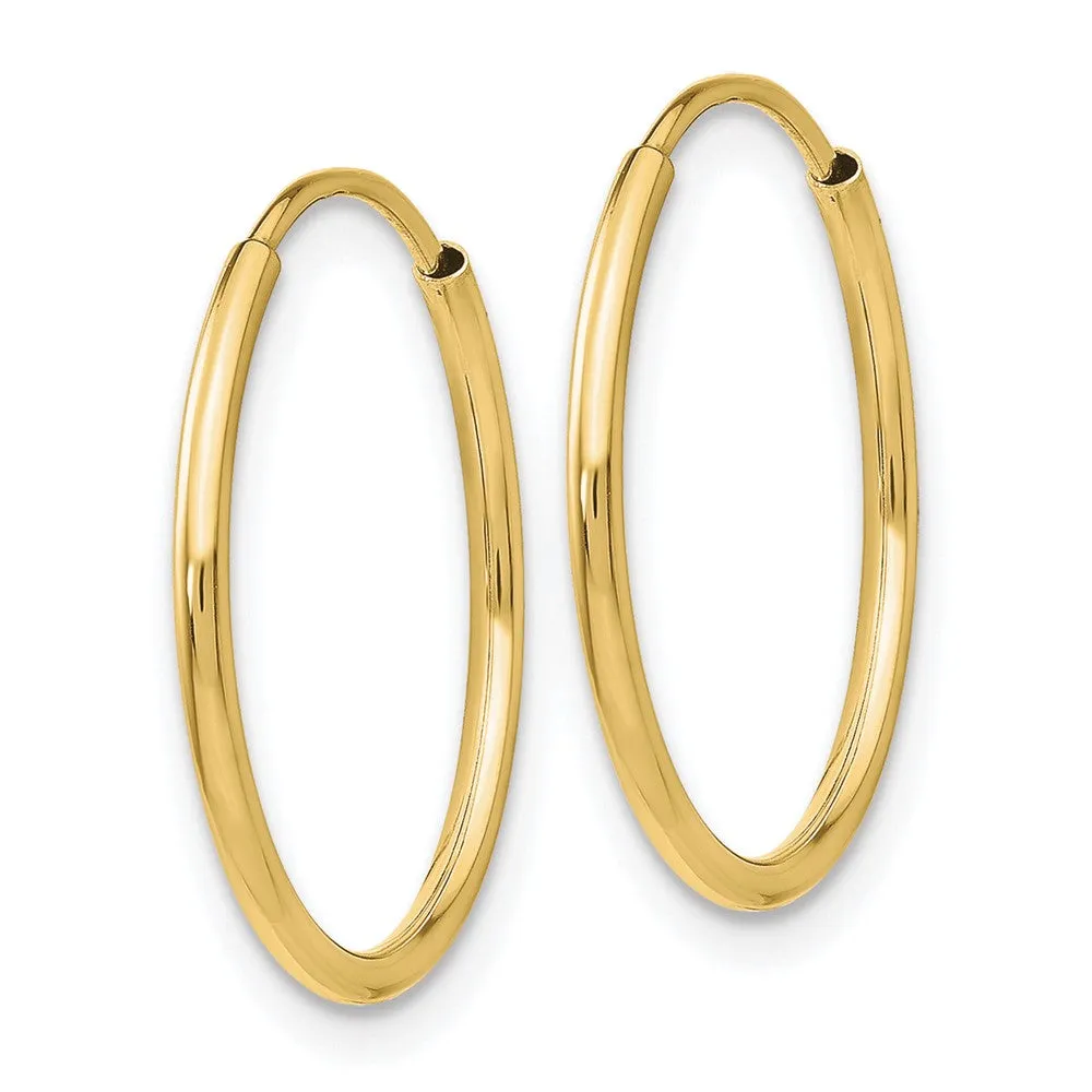 10KT Yellow Gold 17X1.2MM Endless Hoop Earrings