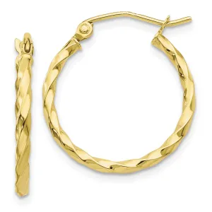 10KT Yellow Gold 20X2MM Twist Hoop Earrings