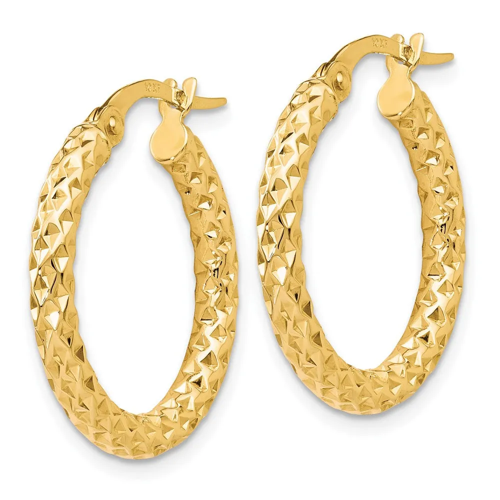 10KT Yellow Gold 23X21MM Diamond-cut Hoop Earrings