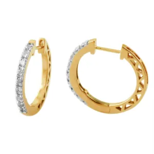 1/4 CTW Diamond Hoop Earrings in 10KT Yellow Gold