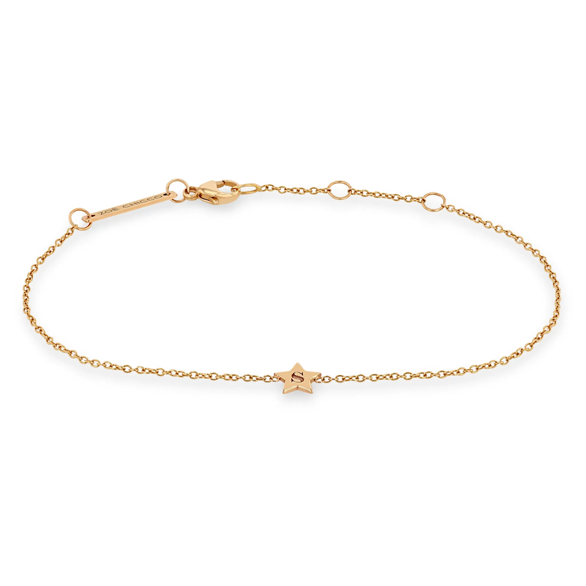 14k Gold Initial Star Bracelet