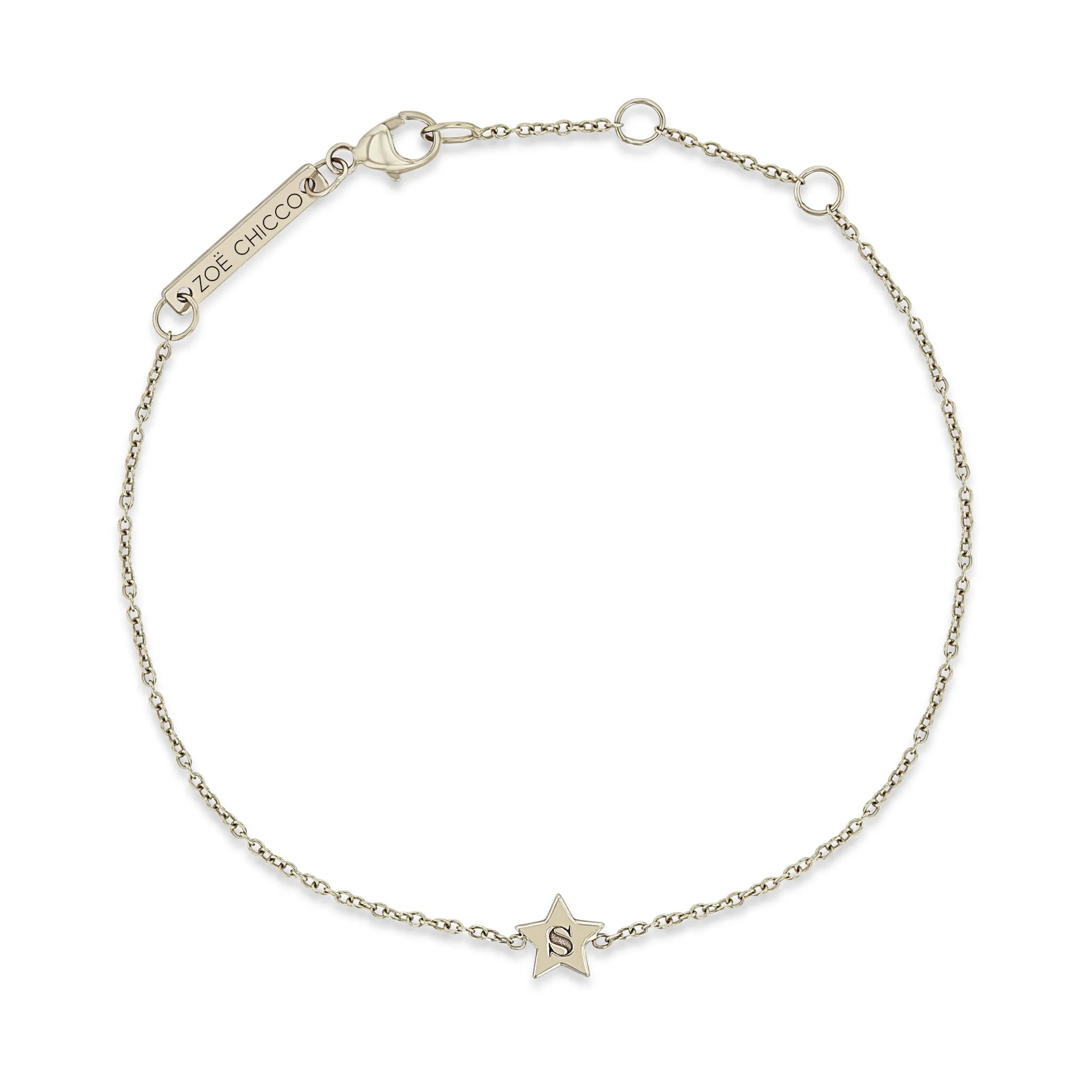 14k Gold Initial Star Bracelet