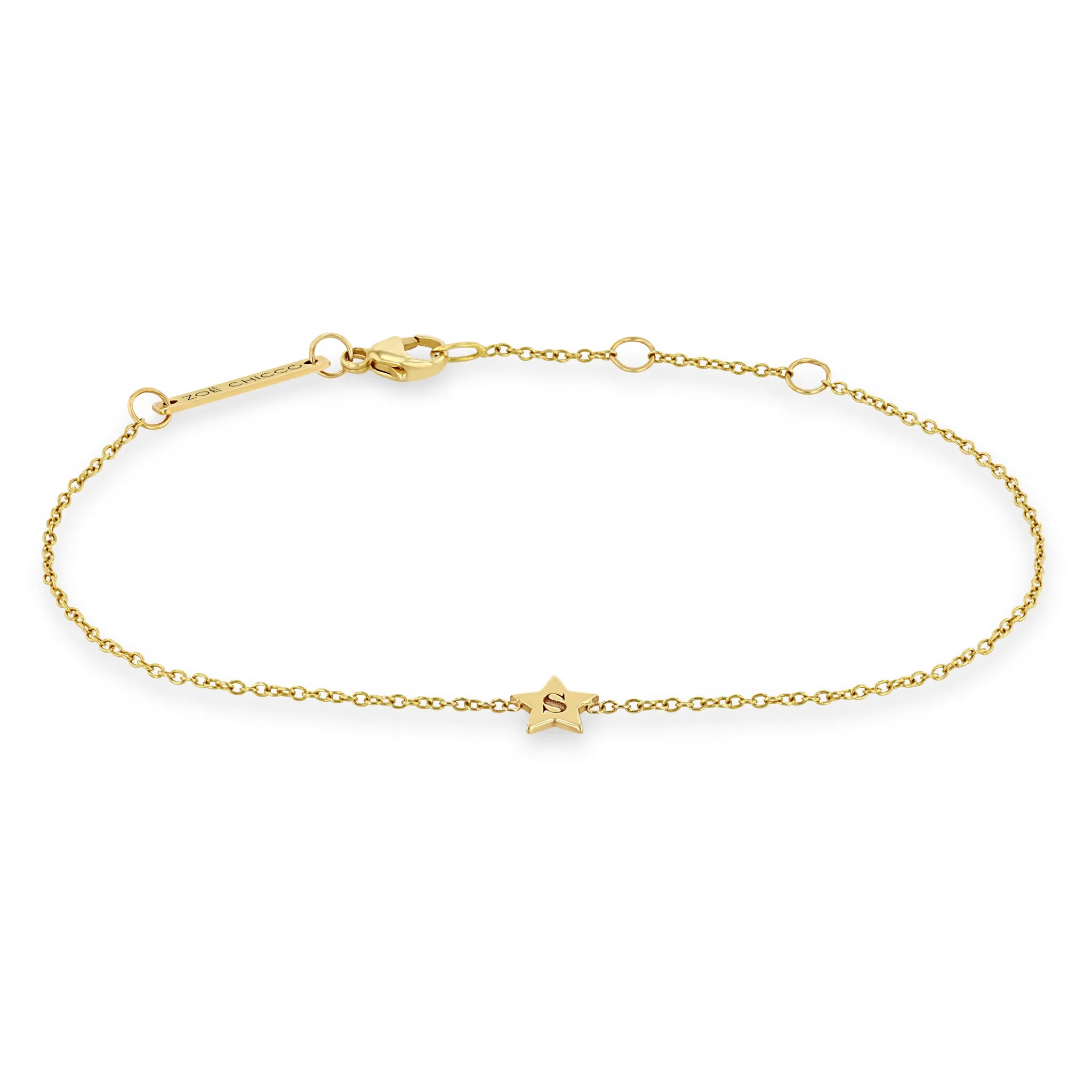 14k Gold Initial Star Bracelet