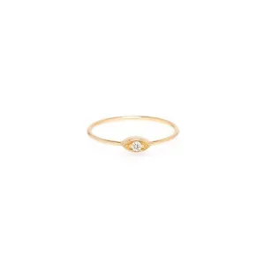 14k Gold Small Diamond Eye Ring