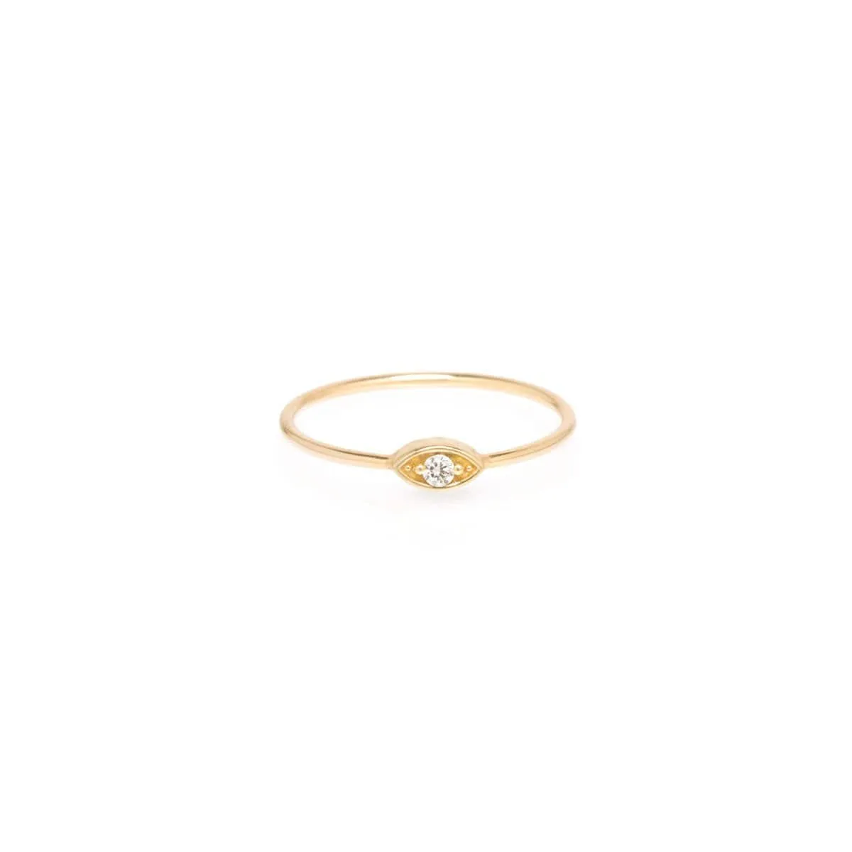 14k Gold Small Diamond Eye Ring