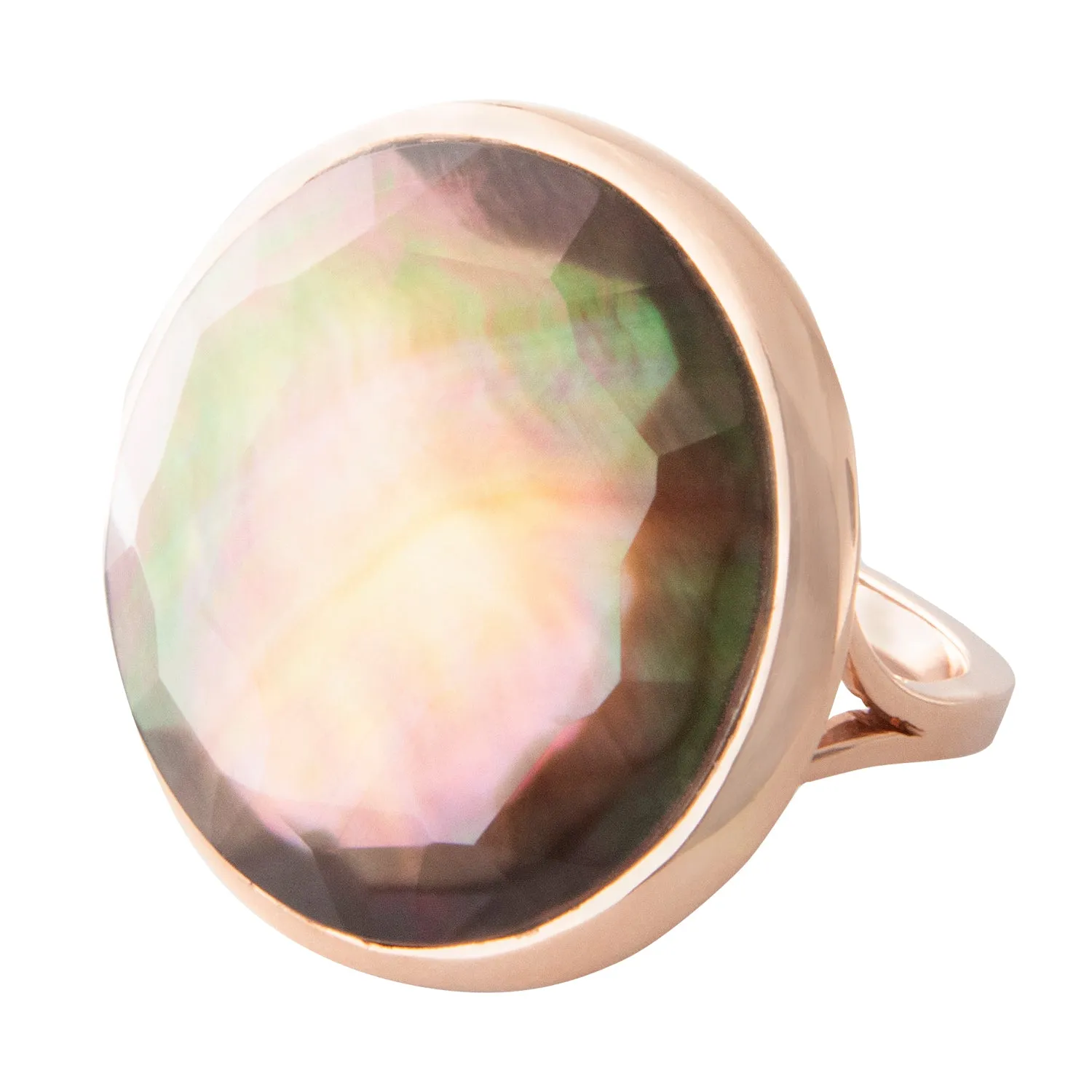 14k Rose Gold Rutilated Dark Smoke Statement Ring