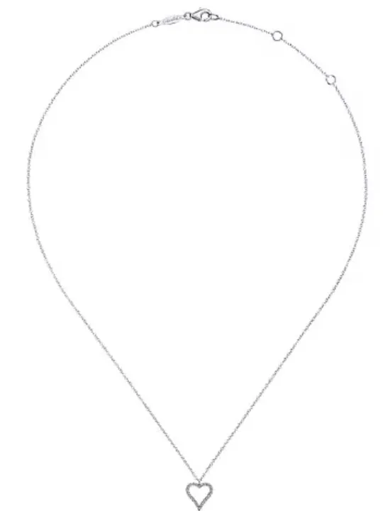 14K W Gold 0.11cttw Diamond Heart Pendant