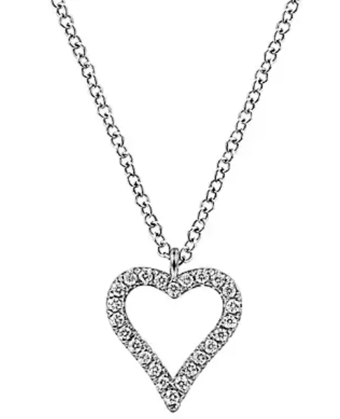 14K W Gold 0.11cttw Diamond Heart Pendant