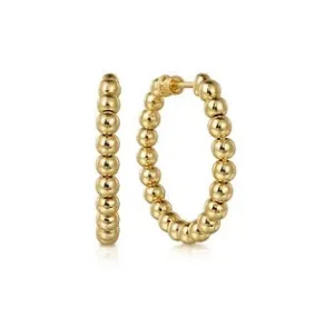 14K Yellow Gold Bujukan Beads Classic Hoop Earrings