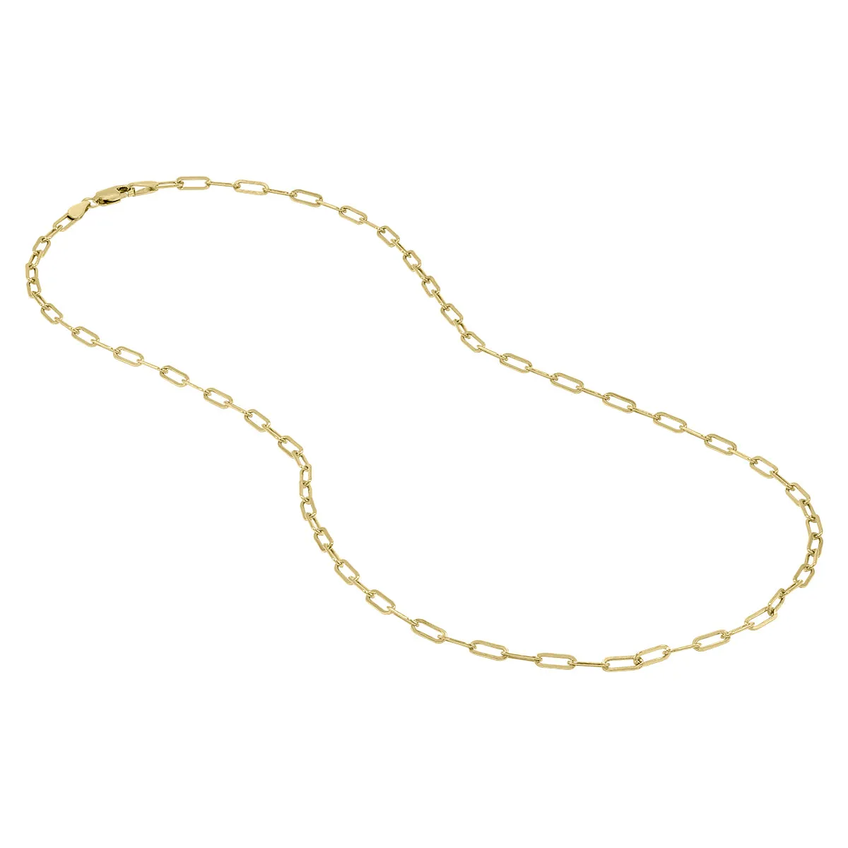 14K Yellow Gold Filled 2.5Mm Flat Link Paperclip Chain With Lobster Clasp - 18 Inch