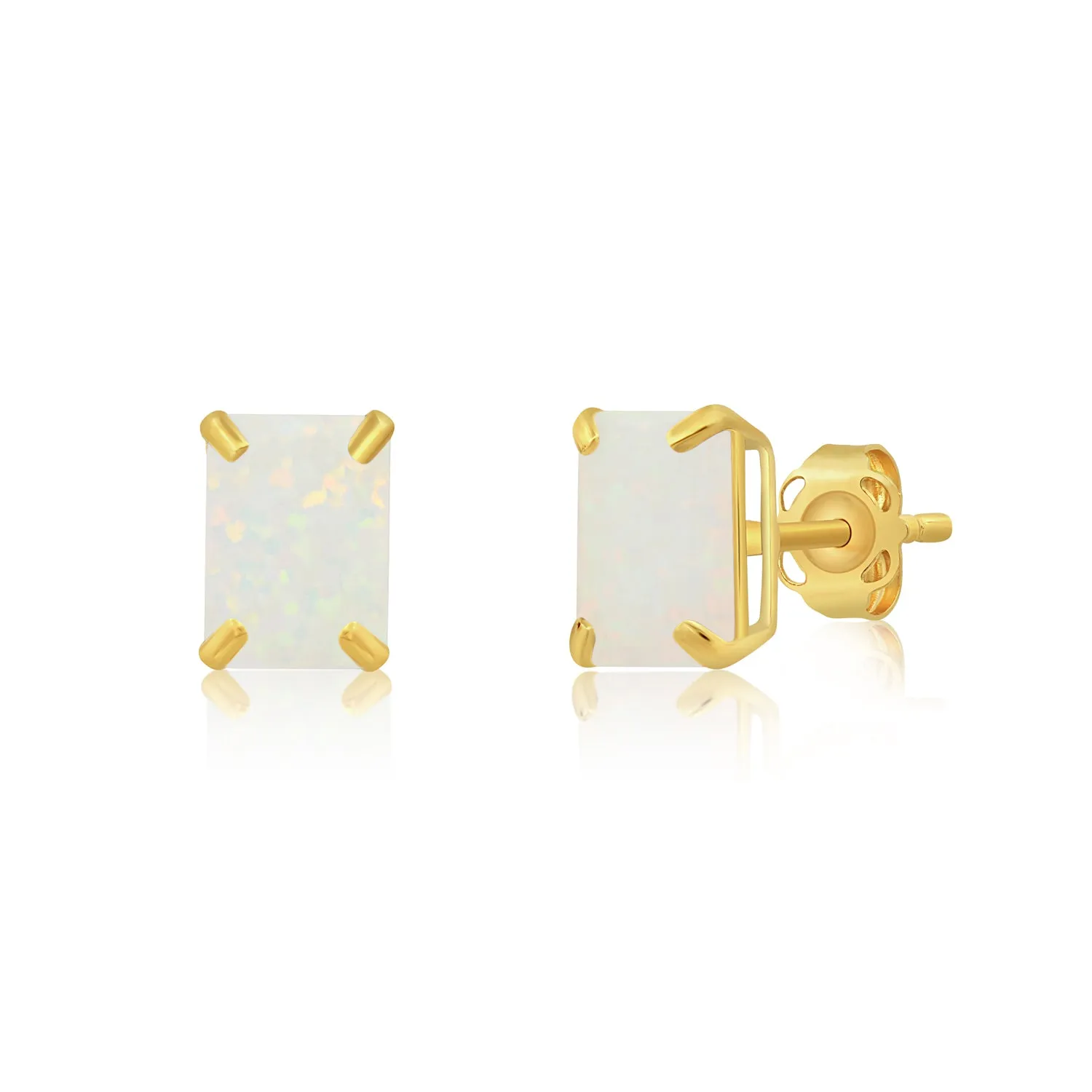 14k Yellow Gold Solitaire Emerald-Cut Gemstone Stud Earrings (7x5mm)