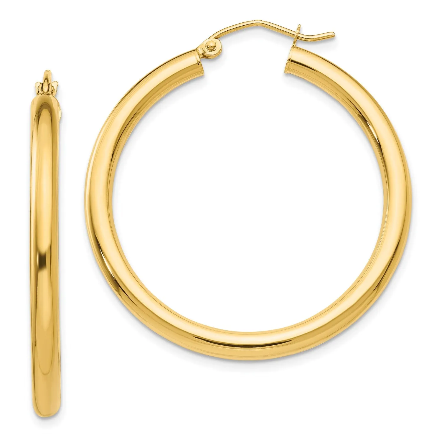 14KT Yellow Gold 35X3MM Hoop Earrings