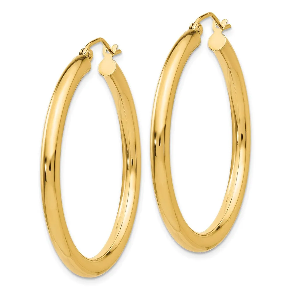 14KT Yellow Gold 35X3MM Hoop Earrings