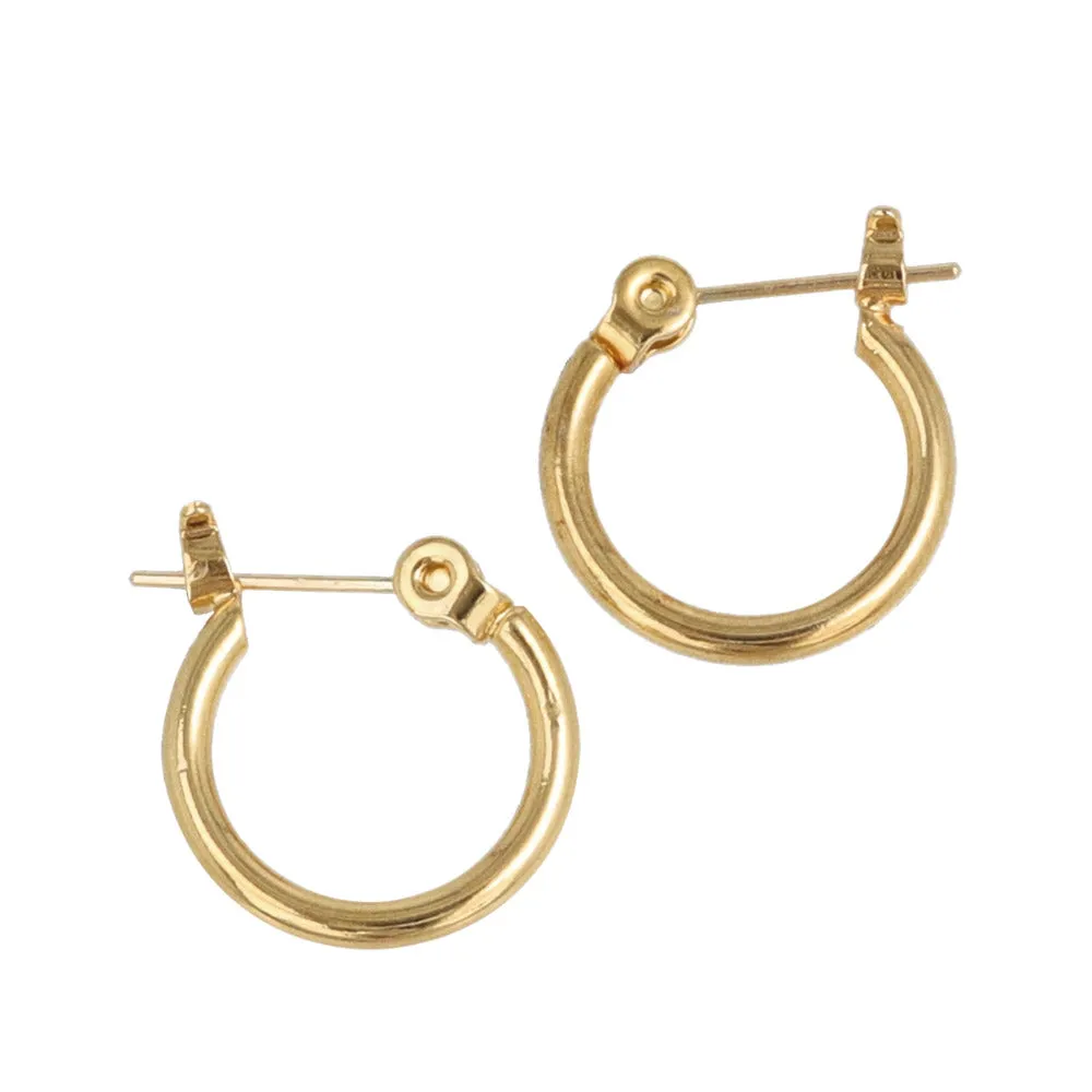 18K Gold Post Classic Hoop Earrings