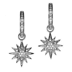 18K White Gold Diamond Starburst Earring Charms