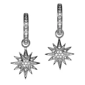 18K White Gold Diamond Starburst Earring Charms