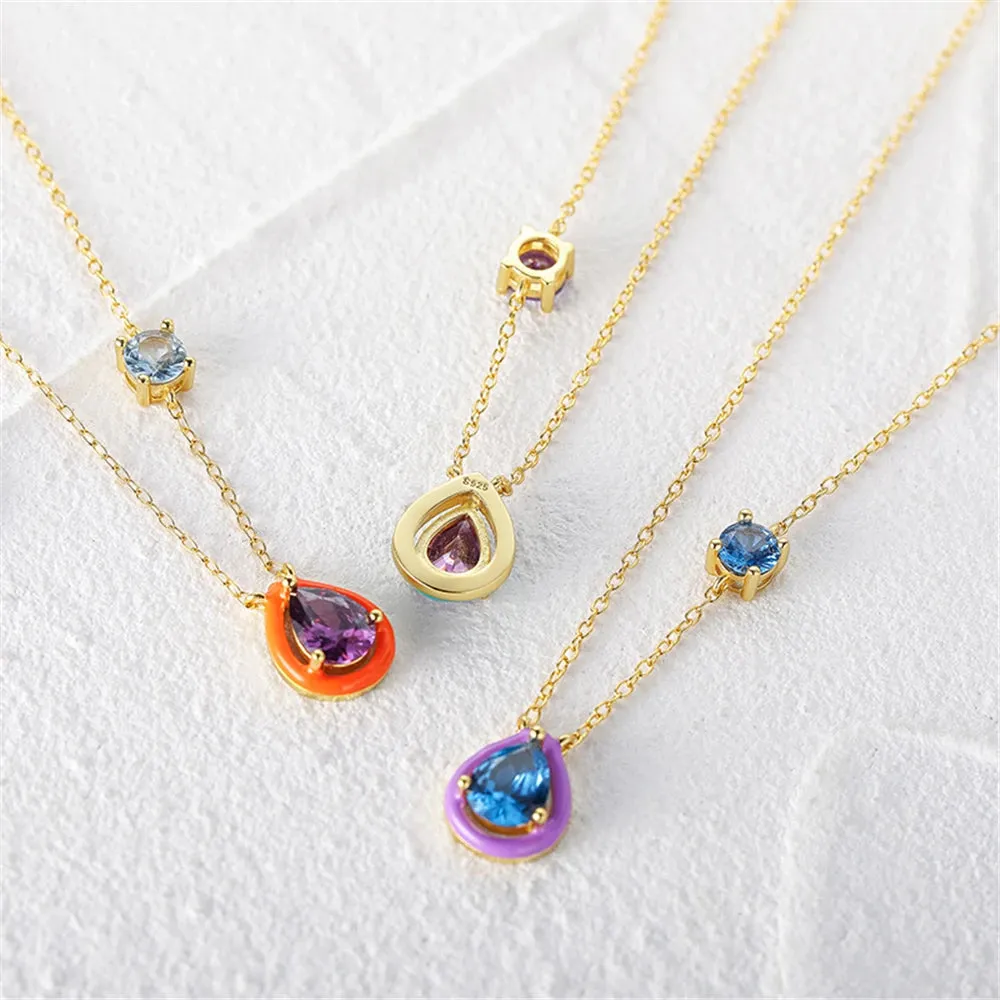 925 Silver Water Drop Zircon Necklace