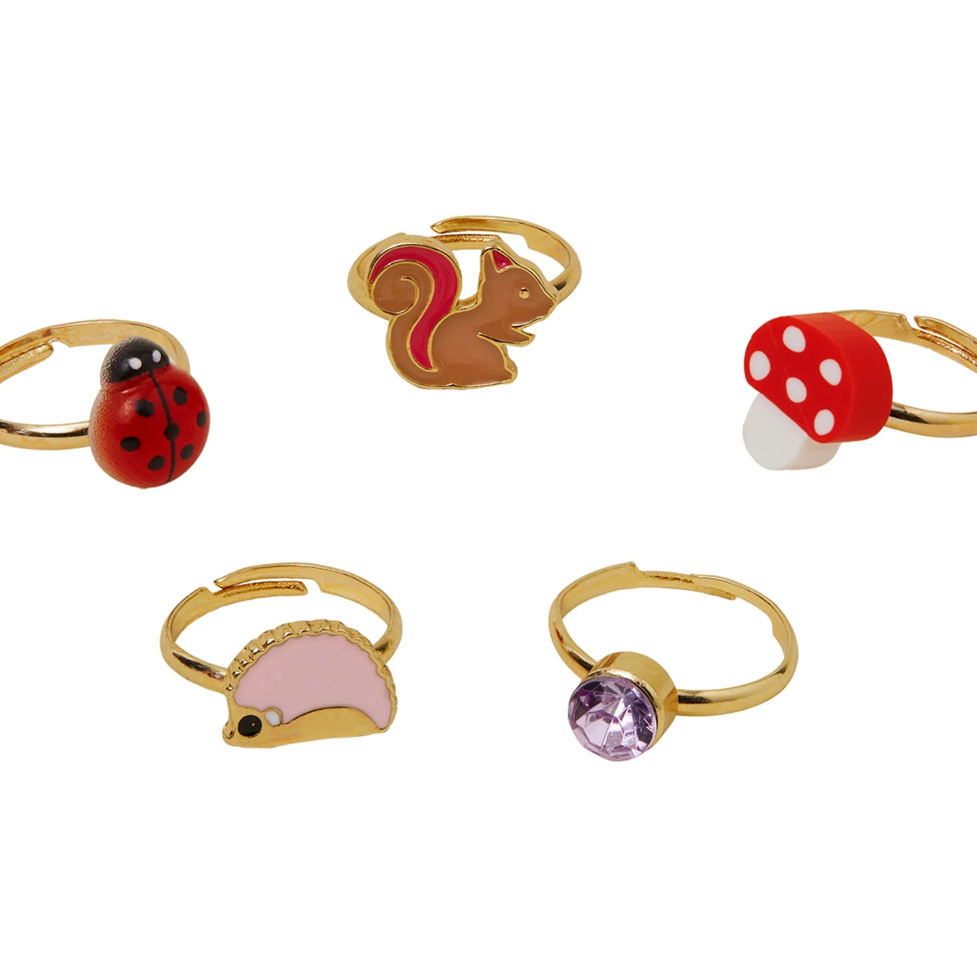 Accessorize London Girls Woodland Ring Set of 5