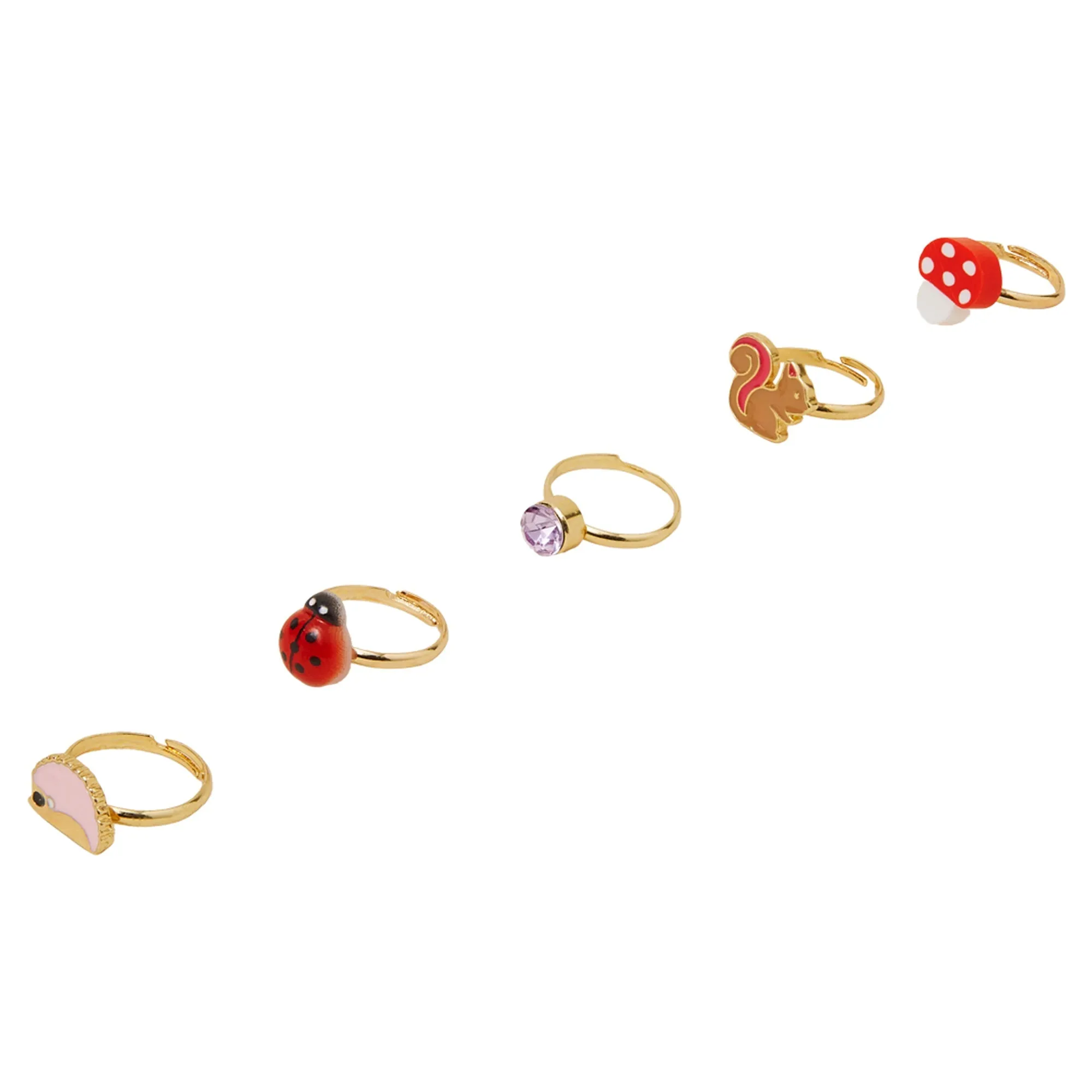 Accessorize London Girls Woodland Ring Set of 5