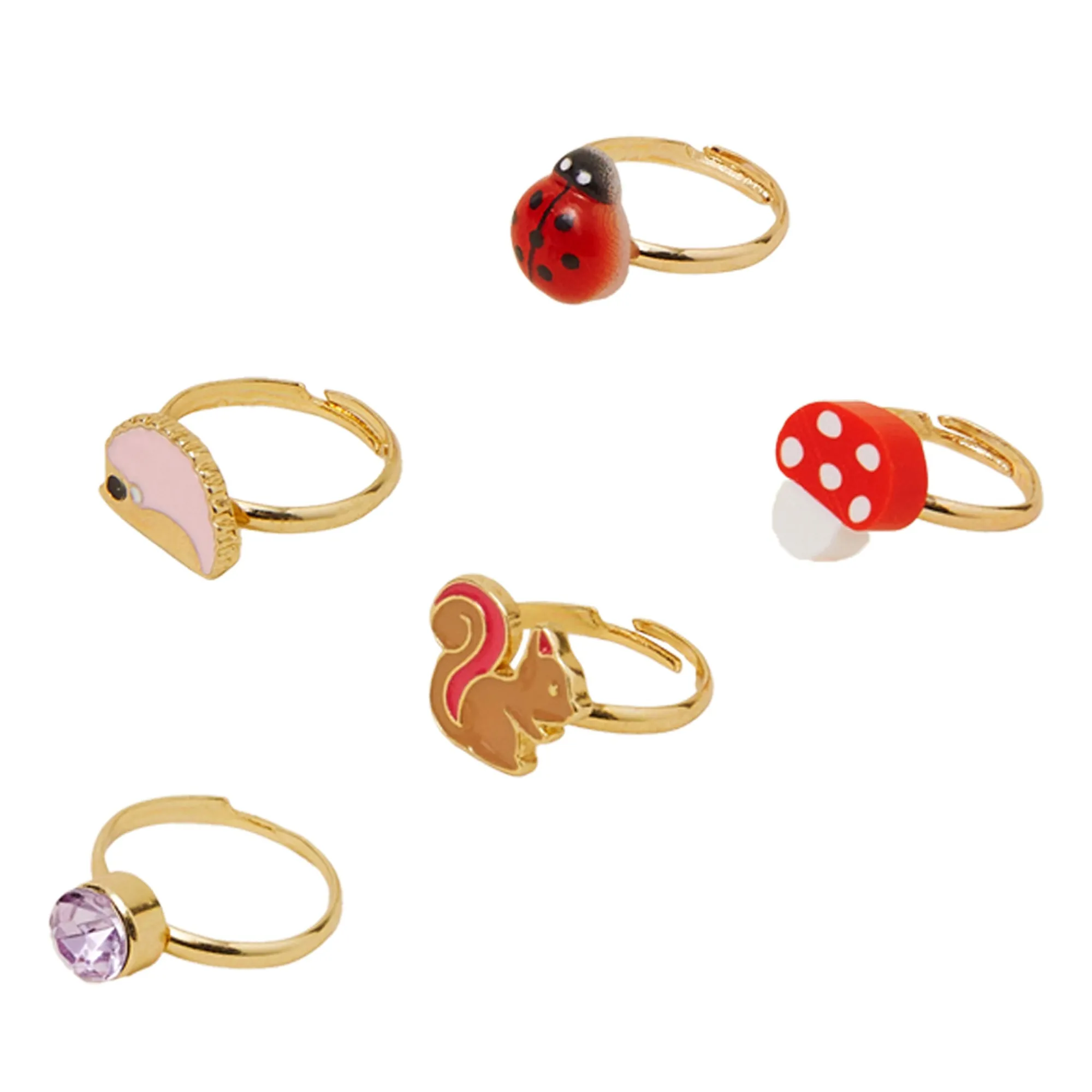 Accessorize London Girls Woodland Ring Set of 5