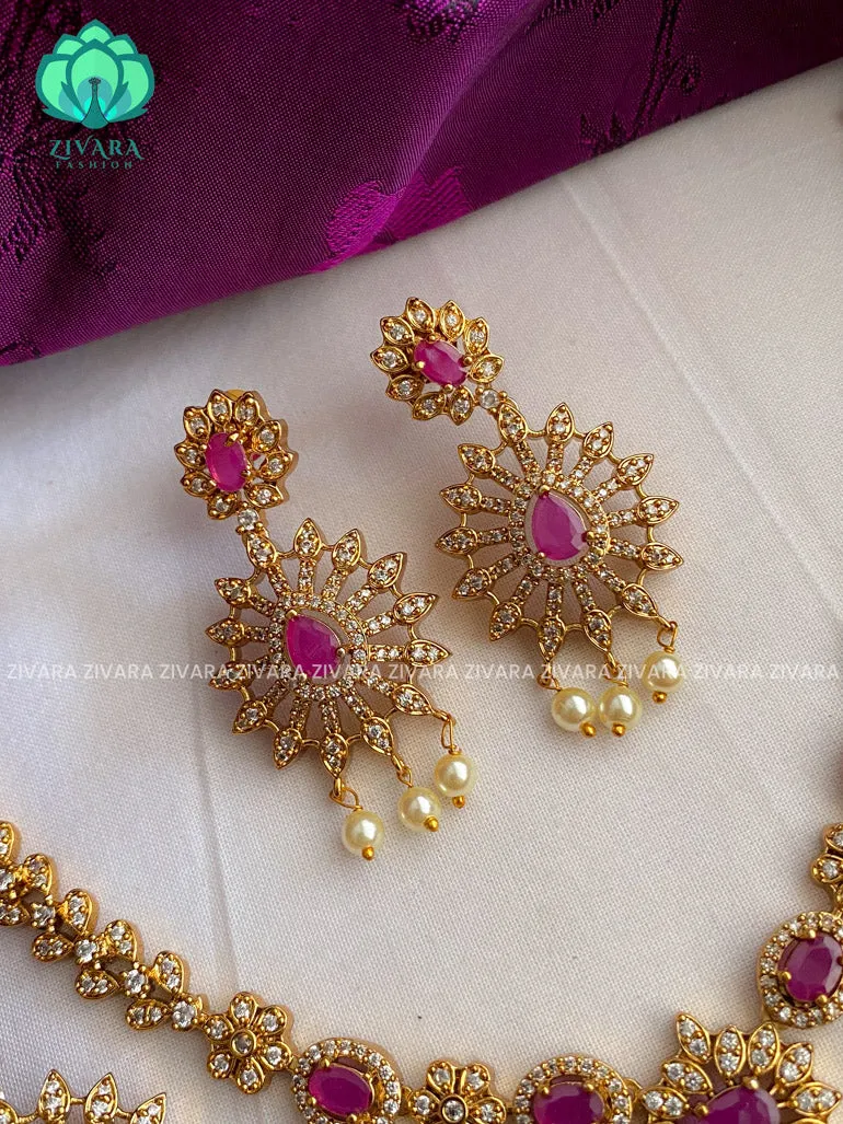 AD MOTIF FREE neckwear with earrings- Swarna-latest pocket friendly south indian jewellery collection