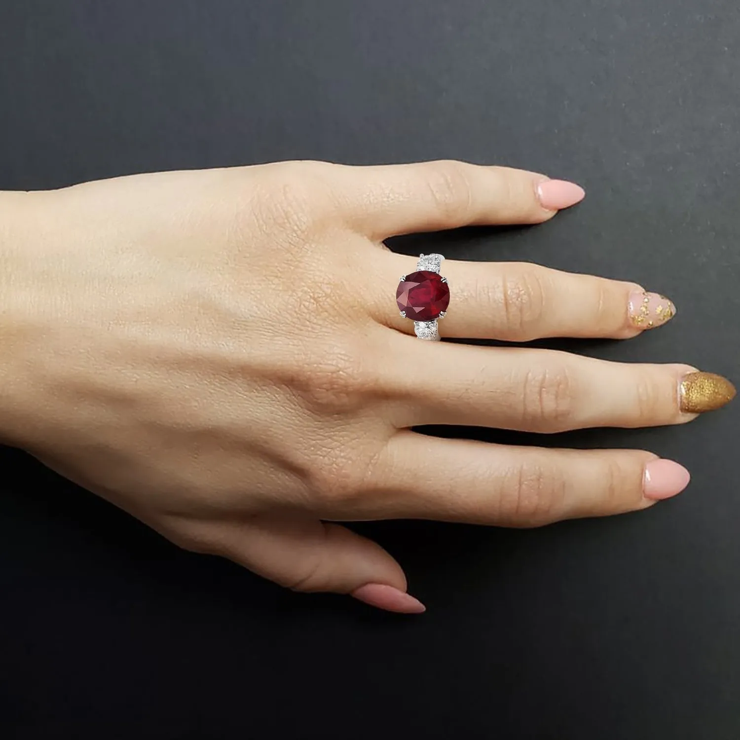 African Ruby and Diamond Ring