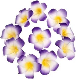 ALEVAN 2.4 inch artificial Plumier Rubric Hawaiian Flower Petals Hair Hat Wreath Floral Hawaiian Foam Frangipani Flowers for DIY Home Beach Wedding Party Decoration (Purple, 48)