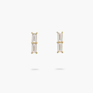 Amare Wear Mini Baguette White Topaz Studs