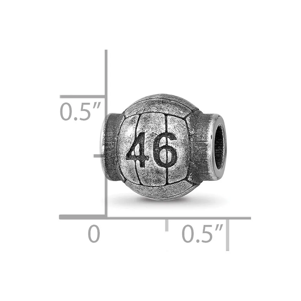 Antiqued Personalized Volleyball Charm Bead in Sterling Silver