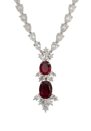 Ascot Statement Necklace Ruby Silver