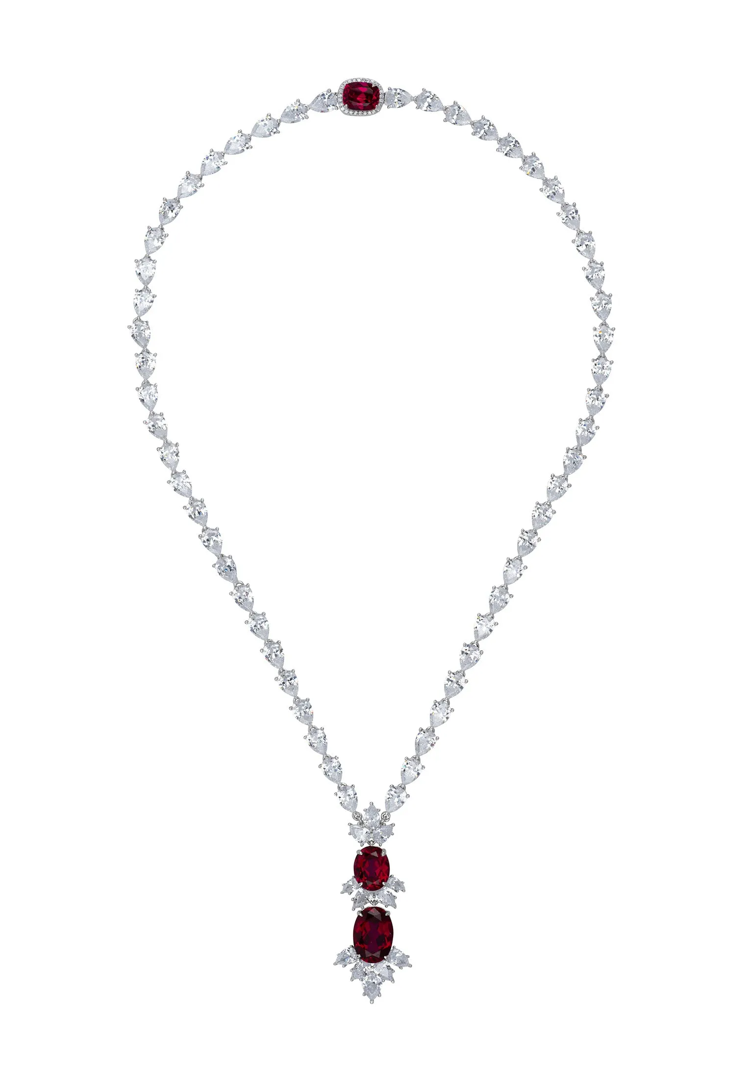 Ascot Statement Necklace Ruby Silver