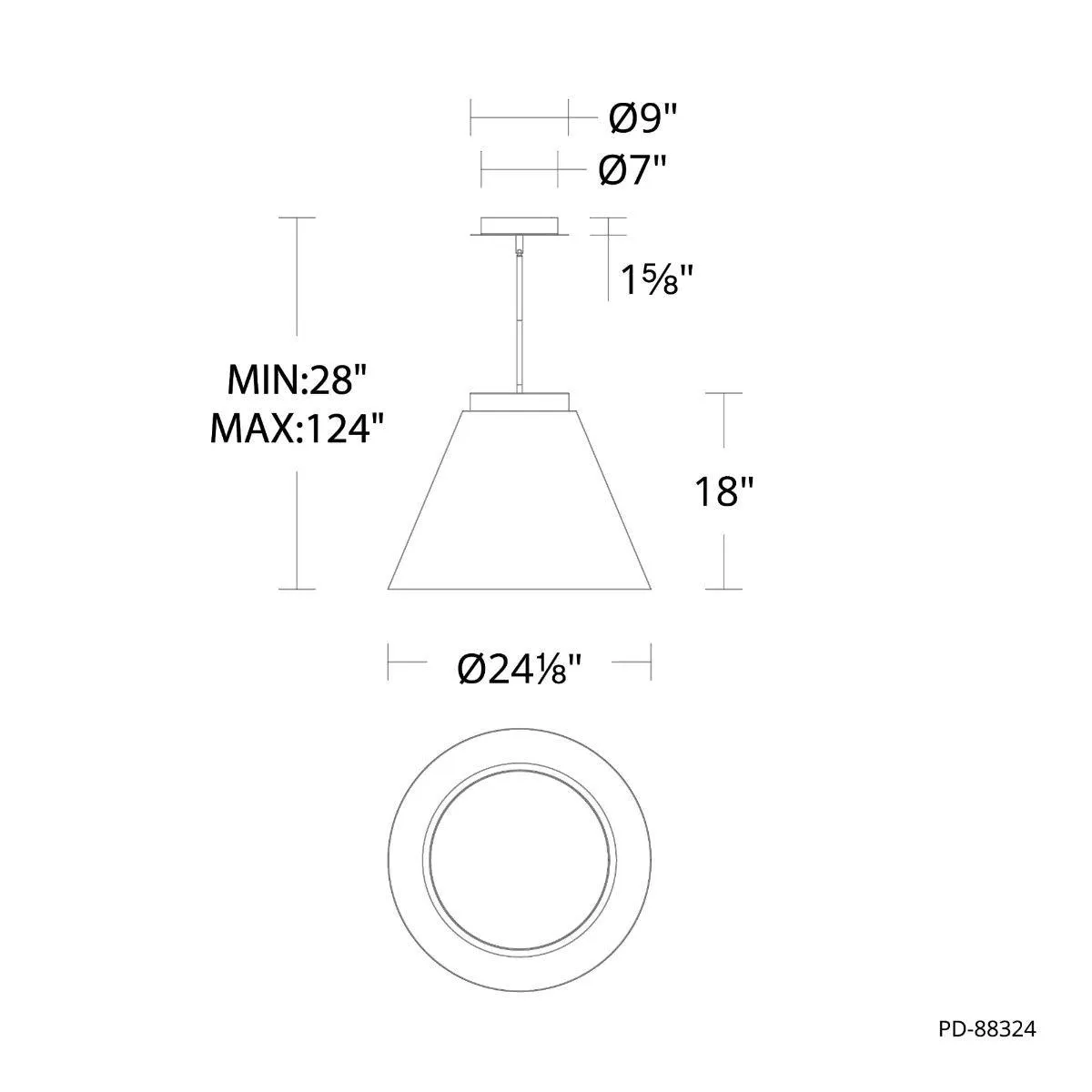 Bentley 24 in. LED Pendant Light Black & Brass finish