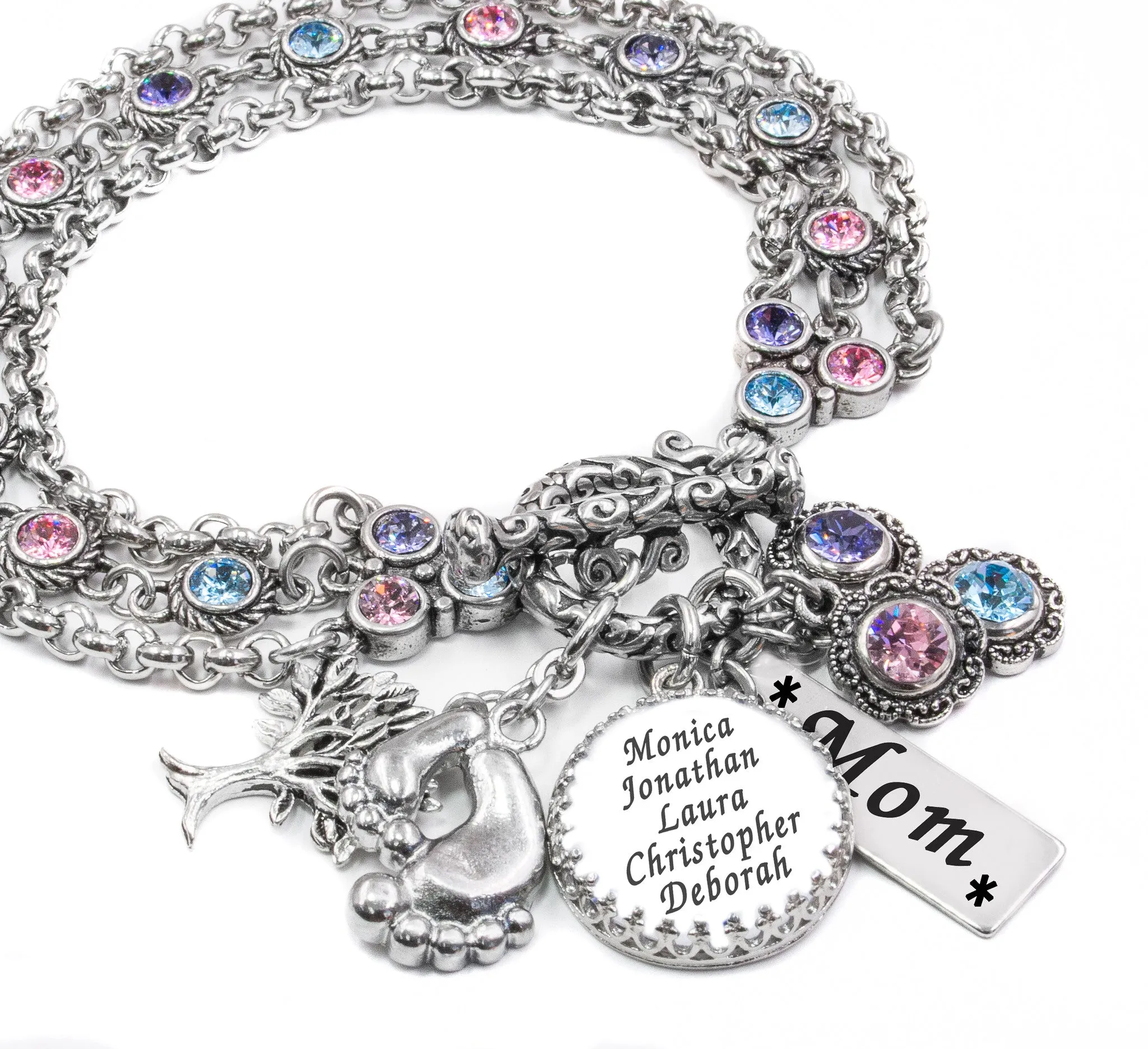 Birthstone Charm Bracelet for Mom & Grandma