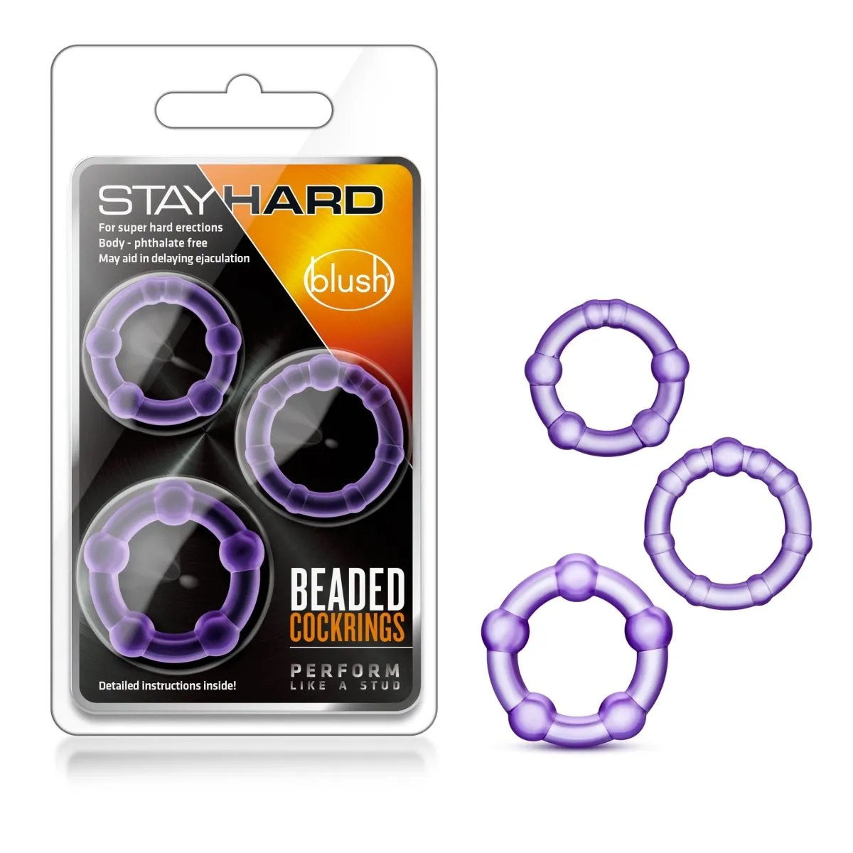 Blush Stay Hard Beaded Cock Rings