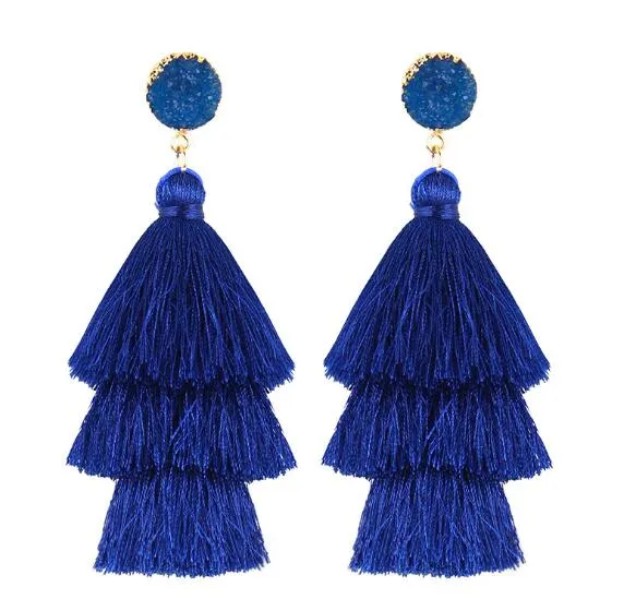 Bohemian Stone Tassel Drop Dangle Earrings