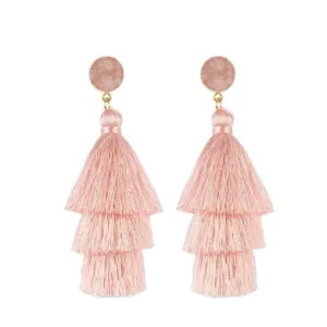 Bohemian Stone Tassel Drop Dangle Earrings