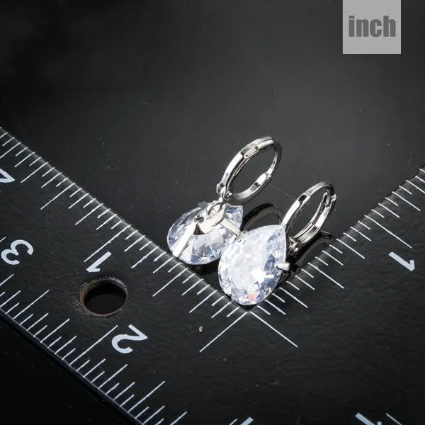 Brand Design Pear Cut Clear Cubic Zirconia Water Drop Earrings