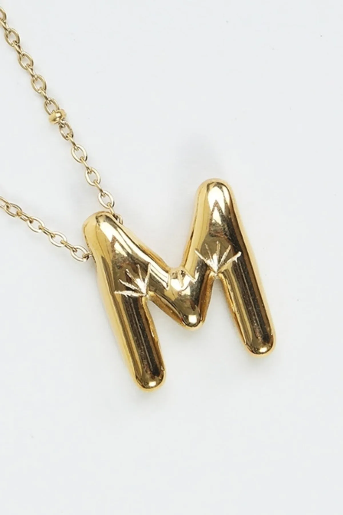 Bubble "M" Gold Initial Necklace