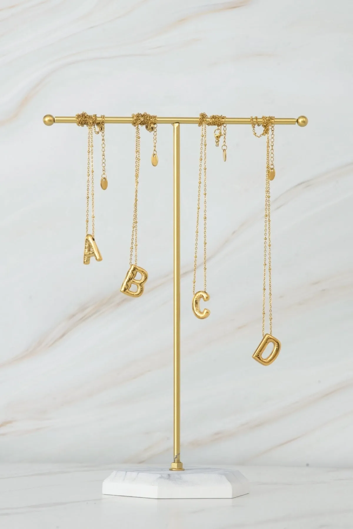 Bubble "M" Gold Initial Necklace