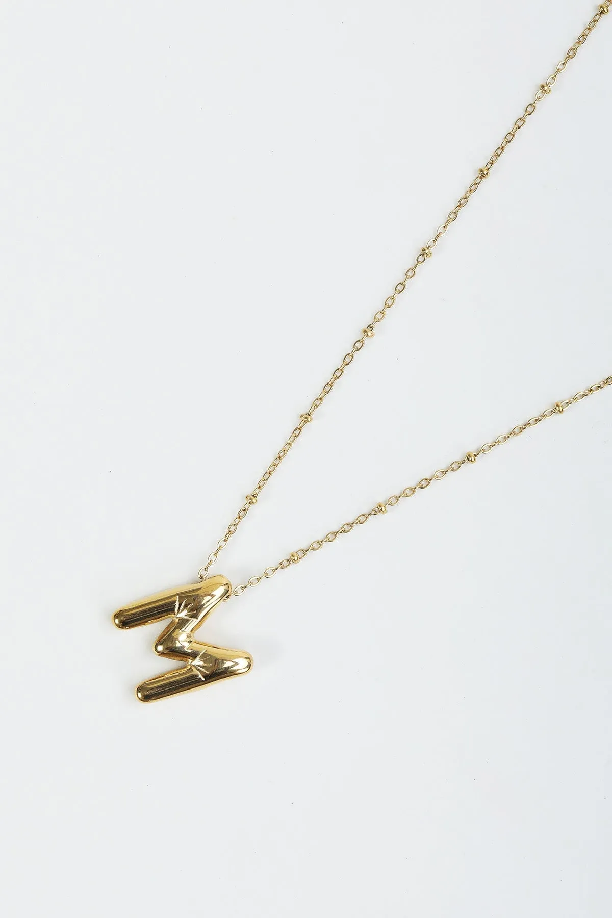 Bubble "M" Gold Initial Necklace