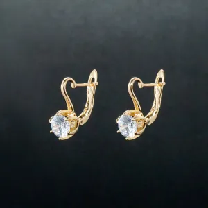 Carla X - Rose Gold Crystal Gold Drop Wedding Earrings