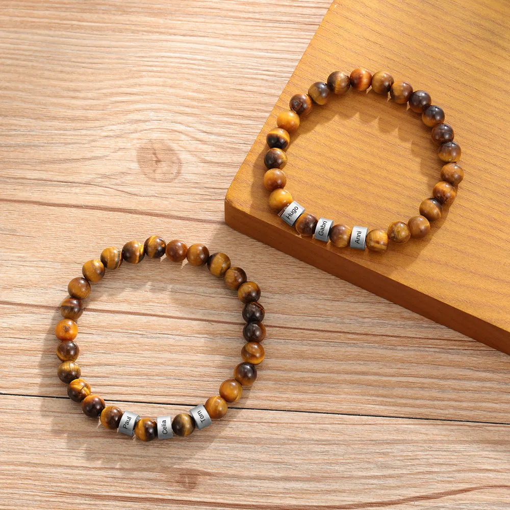 Chakra Custom Name Brads Tiger Eye Bracelet