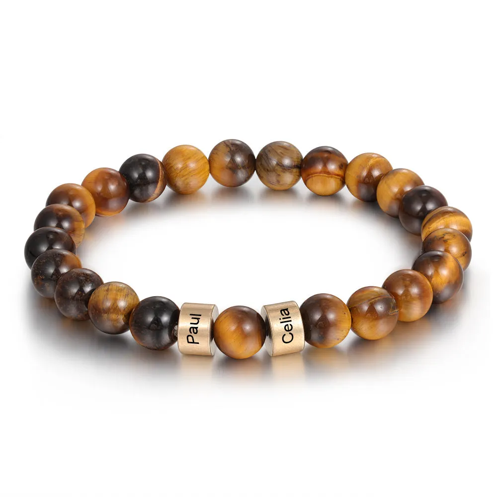 Chakra Custom Name Brads Tiger Eye Bracelet