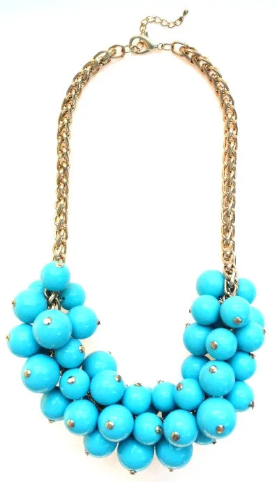 Chunky Beaded Cluster Statement Necklace