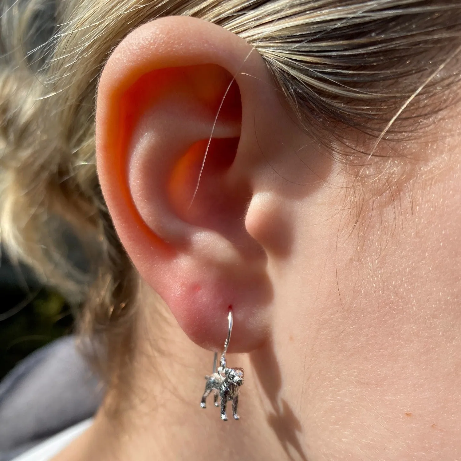 Classic Labrador Silver Drop Earrings