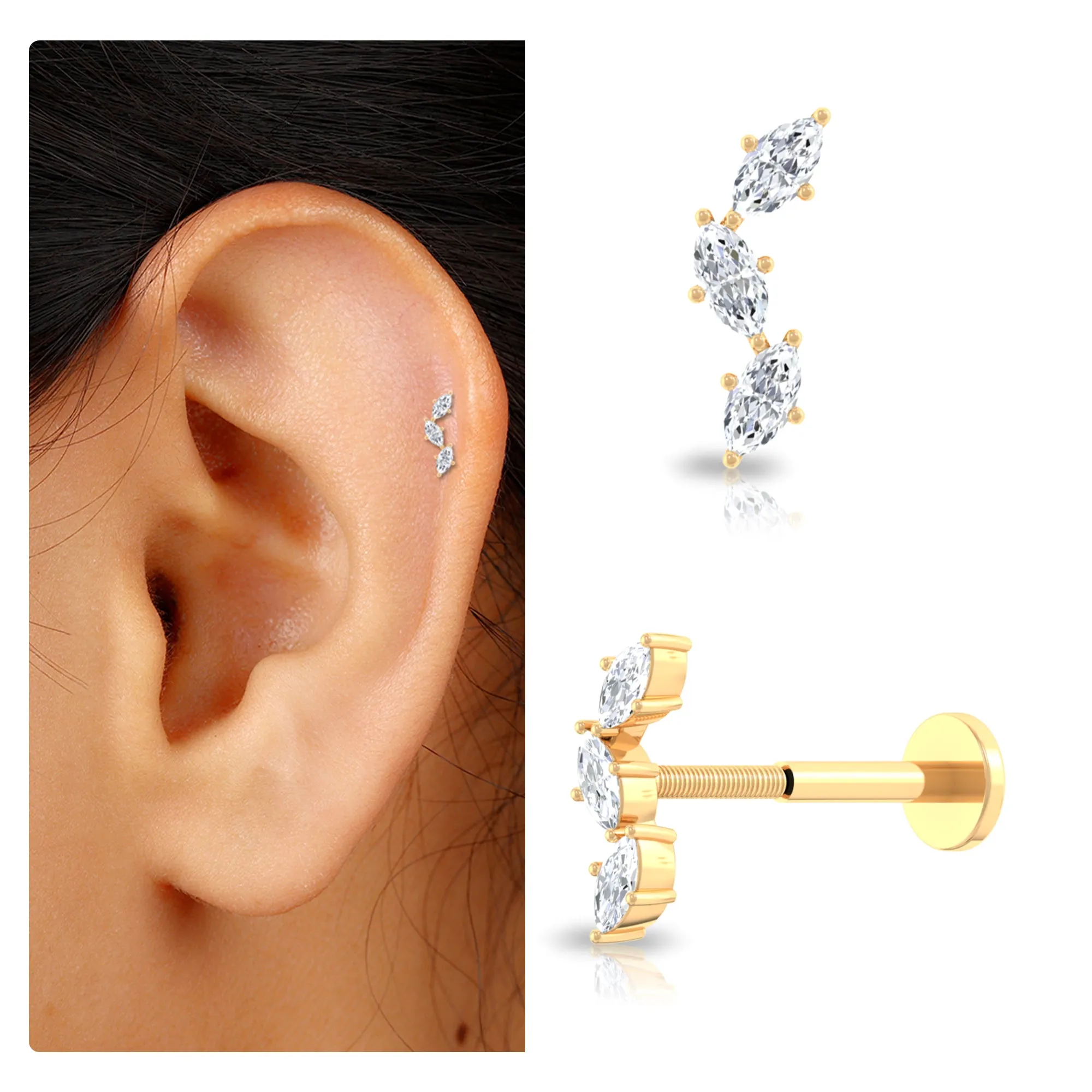 Classic Marquise Diamond Helix Earring